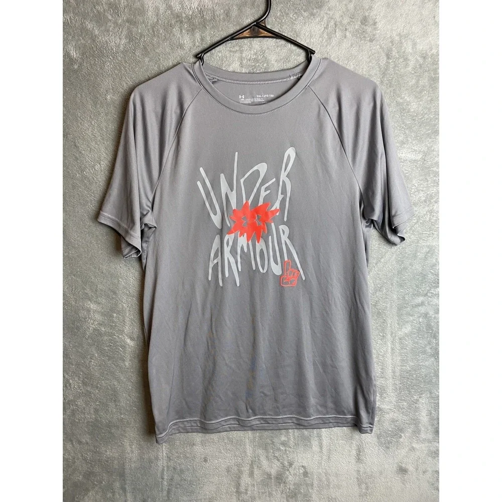 Under Armour Youth XL Loose Fit Grey HeatGear T-Shirt